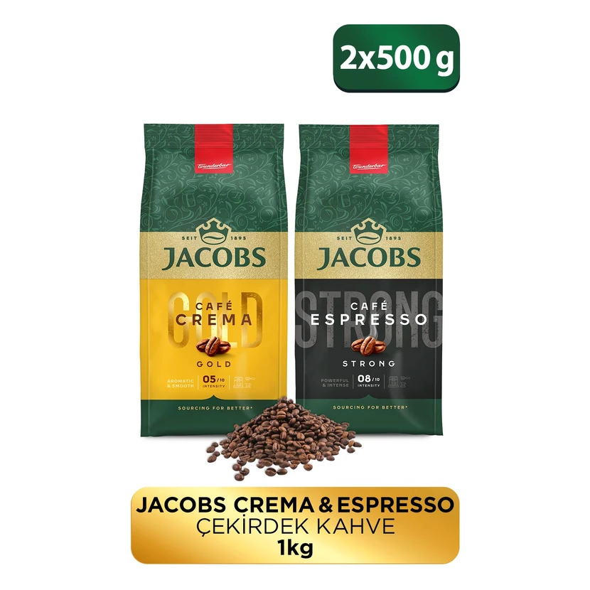 بسته آشنایی قهوه دانه جاکوبز کافه کرما و کافه اسپرسو ۱ بسته ۱۰۰۰ گرمی