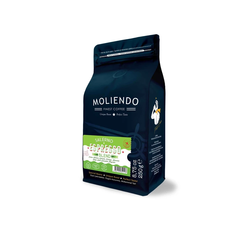 مولیندو سالرنو اسپرسو بلند قهوه دانه‌ای ۱ بسته ۲۵۰ گرمی