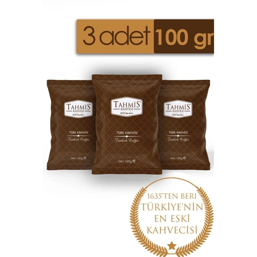 قهوه ترک متوسط‌روست تاهمیس ۳ بسته ۱۰۰ گرمی