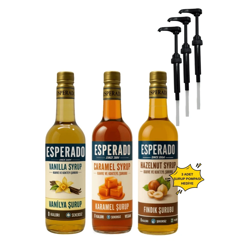 شربت قهوه وانیل کارامل فندق بدون قند اسپرادو ۳ بسته ۷۵۰ میلی‌لیتری