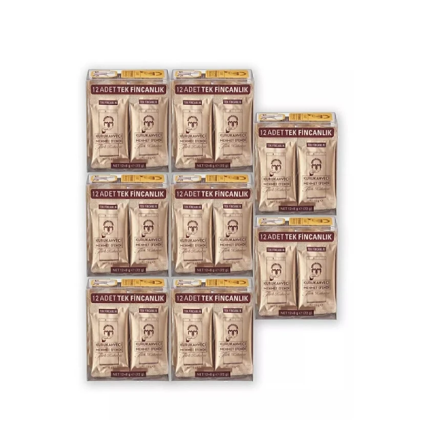 قهوه ترک تک‌فنجانی مهمت افندی ۸ بسته ۱۲ عددی (۹۶ ساشه ۶ گرمی)