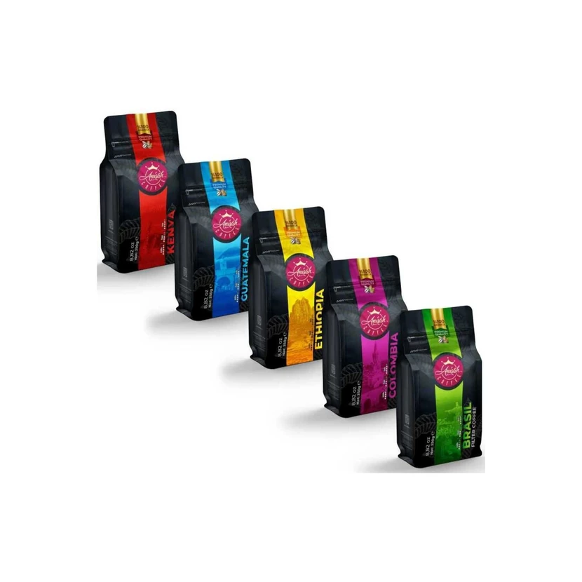 پک ۵ عددی ست آشنایی قهوه‌های جهان ۱۰۰٪ عربیکا دانه آنیساه ۵ بسته ۵۰ گرمی (مجموع ۲۵۰ گرم)