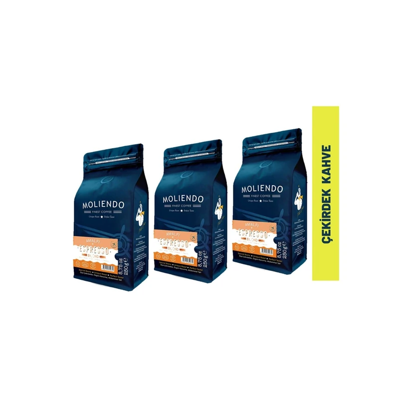 قهوه دانه‌ای ترکیب اسپرسو آمالفی مولیندو ۳ بسته ۲۵۰ گرمی