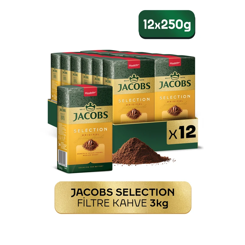 قهوه فیلتر سلکشن جاکوبز ۱۲ بسته ۲۵۰ گرمی