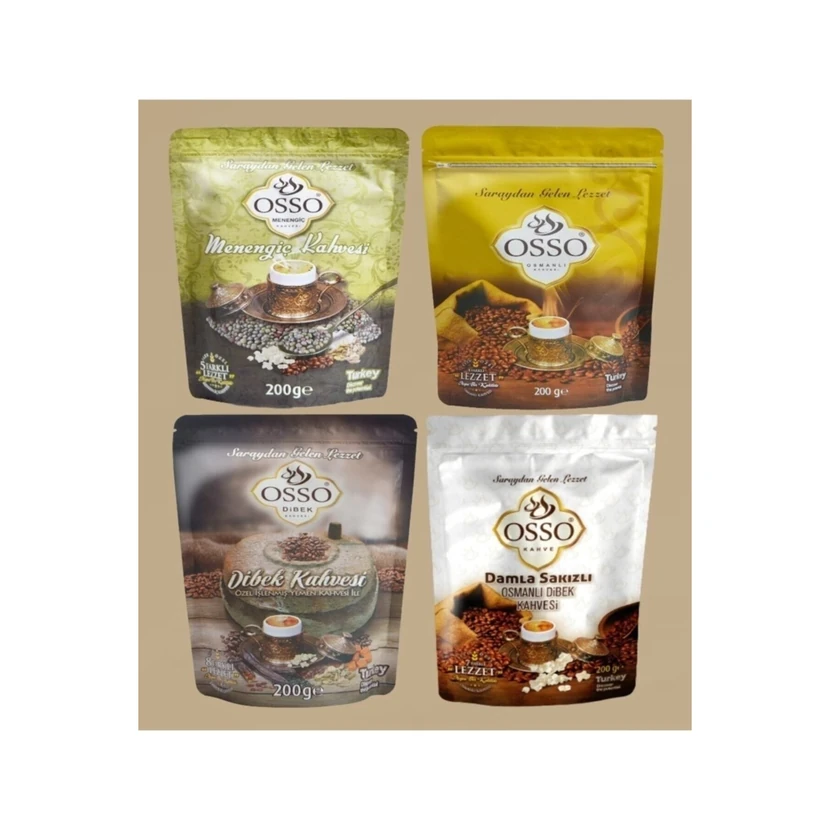 قهوه عثمانی پک ۴ تایی (دملا ساکیزی، دیبک، مننگیچ) اسسو ۱ مجموعه ۴ عددی
