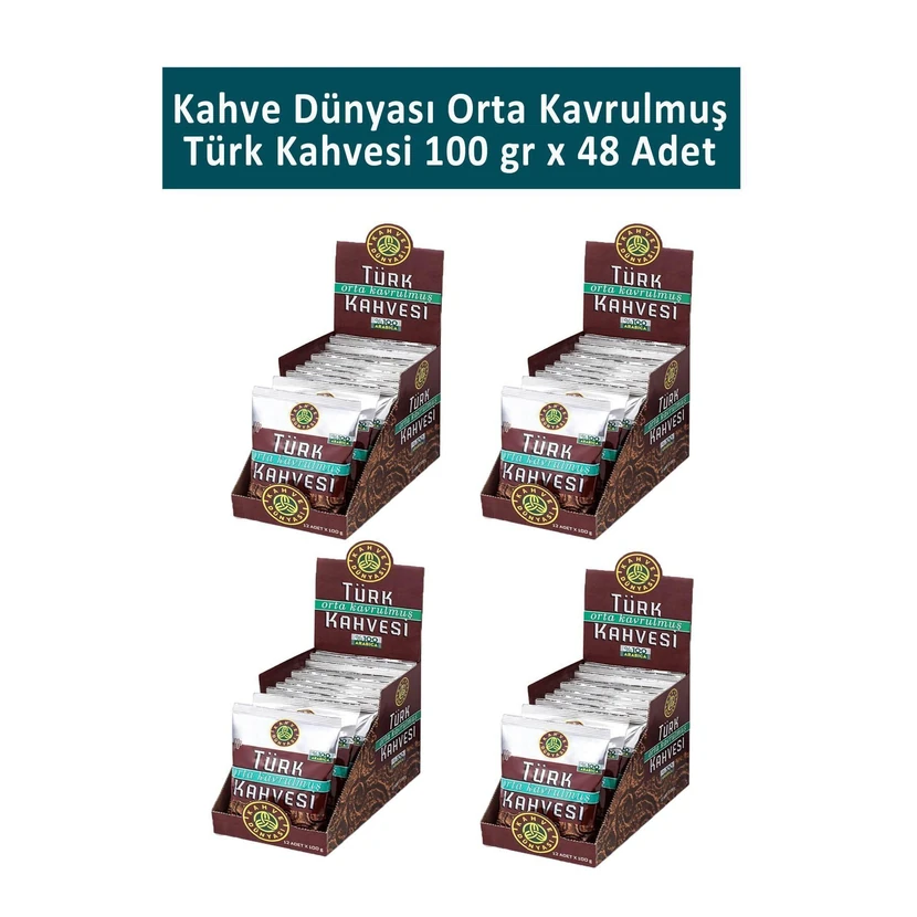 قهوه ترک متوسط دنیای قهوه 48 بسته ۱۰۰ گرمی