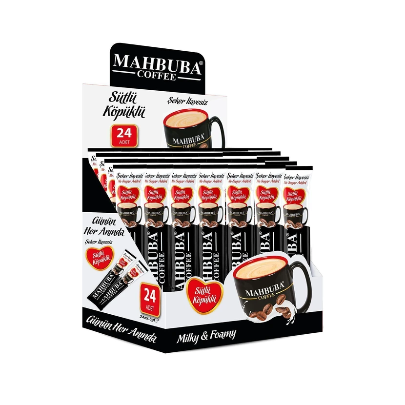 قهوه فوری 2 در 1 بدون شکر با شیر و کف ماهبوبا 24×9.5 گرم