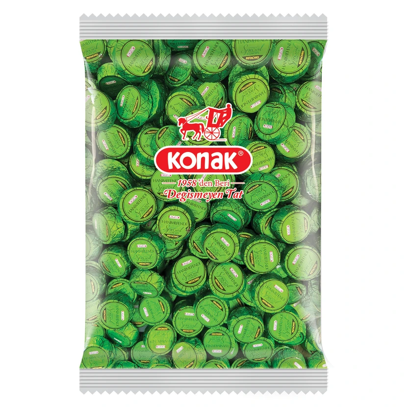 شکلات شیری پرشده با تکه‌های پسته هانیمفندی 1000 گرم