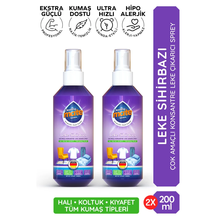 کلینینگ میت سولوشنز لکه‌سحر‌بازی پک 2 عددی 200 میلی‌لیتر مایع لکه‌بر ضدحساسیت