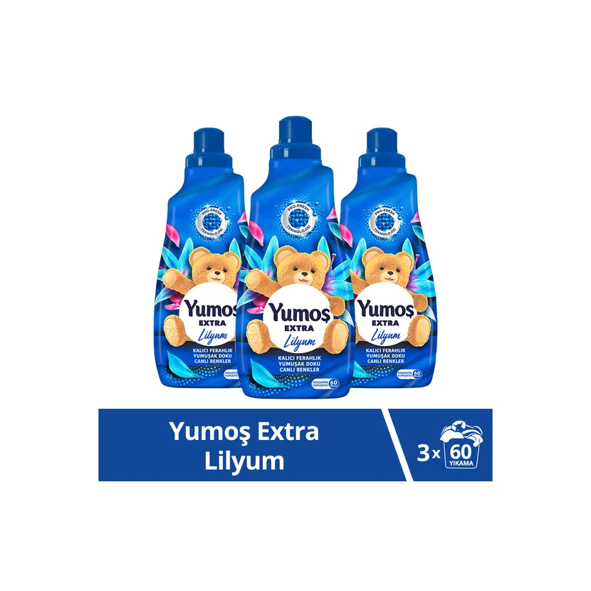 یوموش نرم‌کننده لباس کنسانتره لیلیوم 1440 میلی‌لیتر (60 شست‌وشو) - بسته 3 عددی