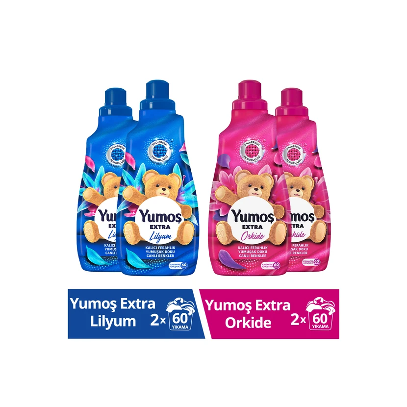 یوموش نرم‌کننده لباس لیلیوم و ارکیده پک 4 عددی 1440 میلی‌لیتر