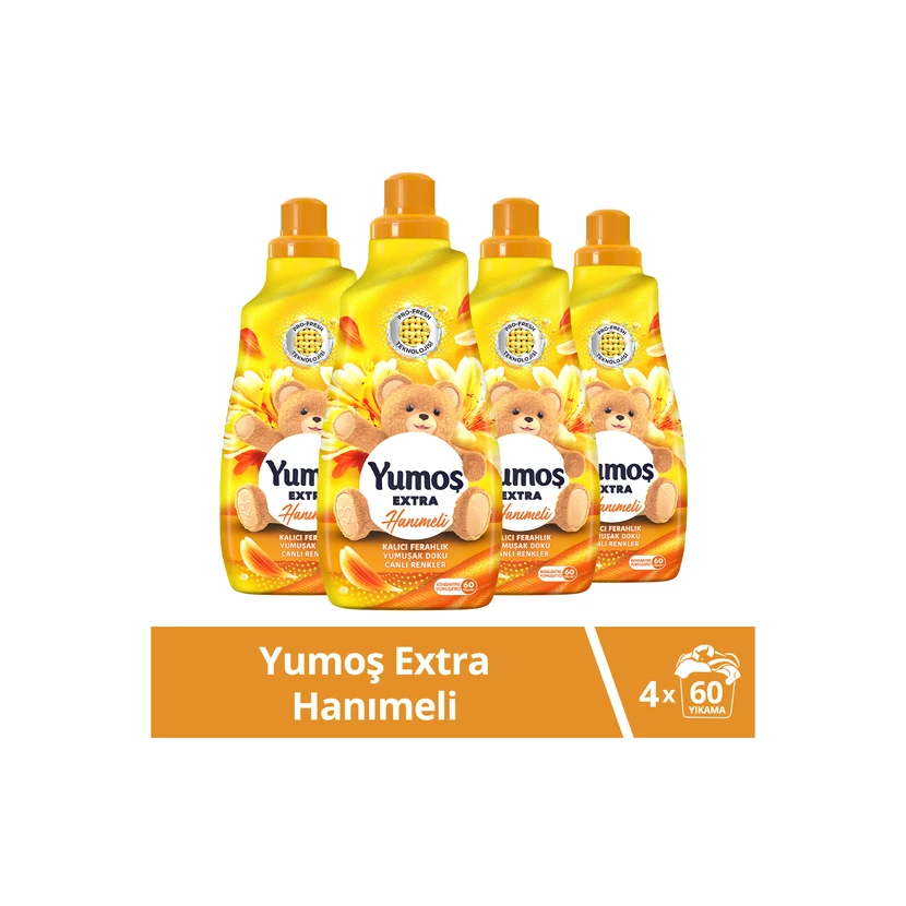 نرم‌کننده لباس یوموش اکسترا هانیمِلی 1440 میلی‌لیتر 4 عددی