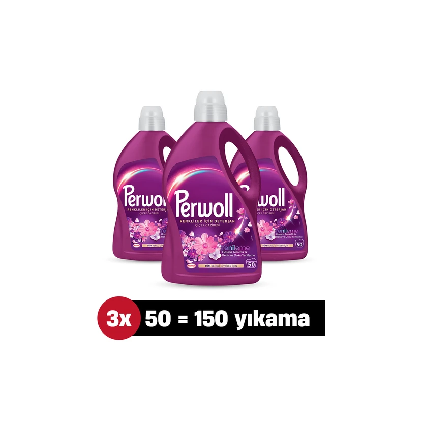 پرول مایع لباسشویی مخصوص پارچه‌های حساس با رایحه گل 2.7 لیتر ×3 (150 شست‌وشو)