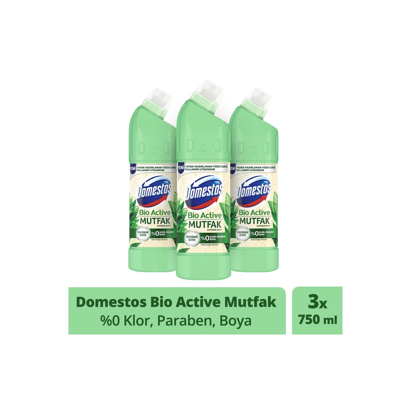 دومستوس مایع سفیدکننده بیواکتیو 750 میلی‌لیتر ×3 مناسب آشپزخانه