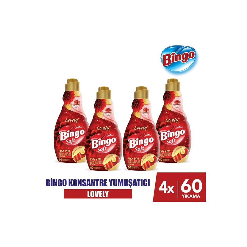 نرم‌کننده لباس کنسانتره بینگو لاولی 1.44 لیتر در بسته 4 عددی