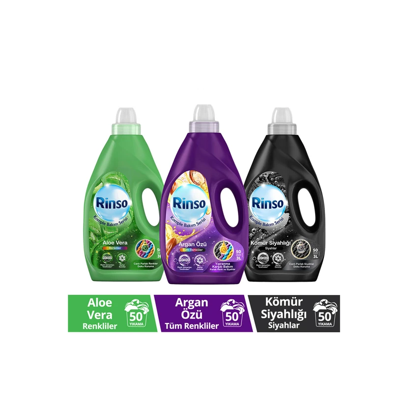 رینسو مایع لباسشویی کامل‌مراقبت ۳ لیتری آرگان آلوئه‌ورا