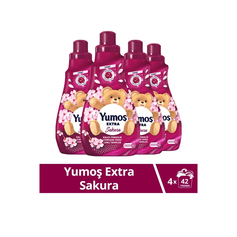 یوموش اکسترا نرم‌کننده لباس کنسانتره ساکورا 1008 میلی‌لیتر بسته 4 عددی