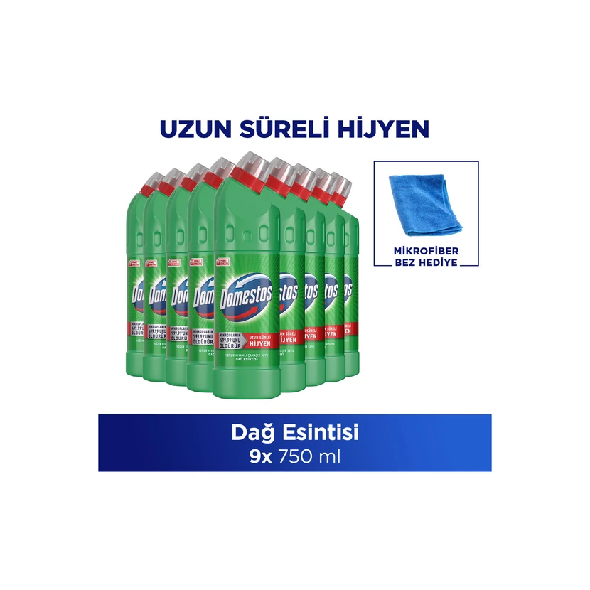 دومستوس سفیدکننده لباس رایحه داغ‌نسیم ۷۵۰ میلی‌لیتر ×9 همراه دستمال میکروفایبر
