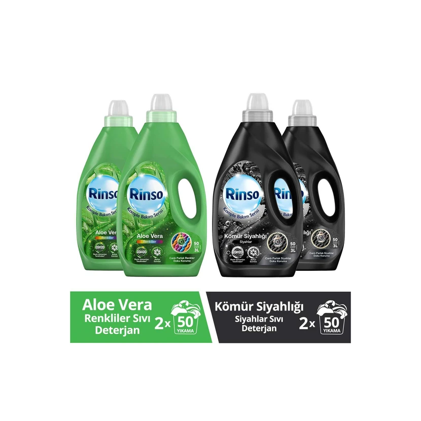 رینسو مایع لباسشویی آلوئه‌ورا رنگی 3 لیتر (2 عدد)