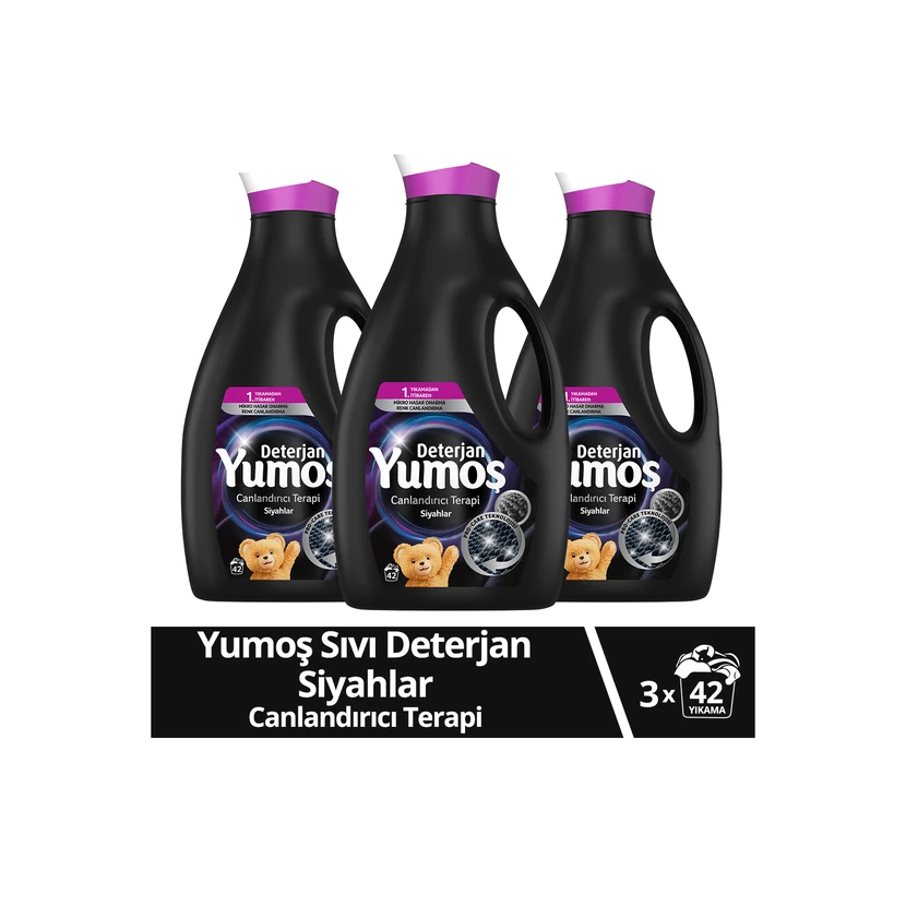 مایع شوینده یوموش مخصوص لباس‌های سیاه و تیره 2520 میلی‌لیتر بسته 3 عددی