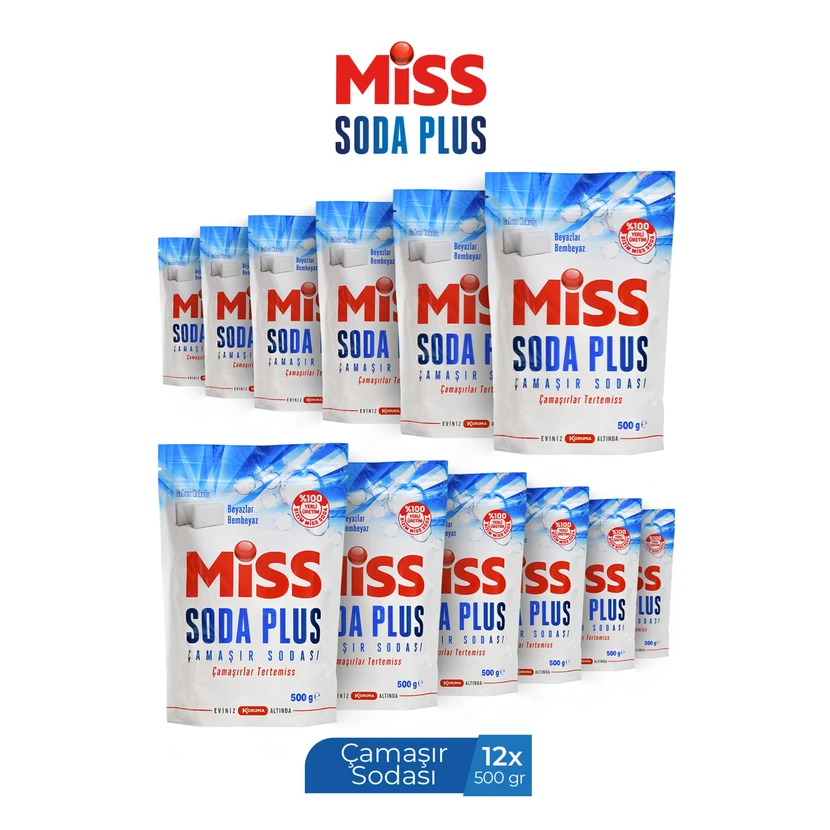 پودر شوینده میس سودا پلاس 500 گرم × 12 عدد