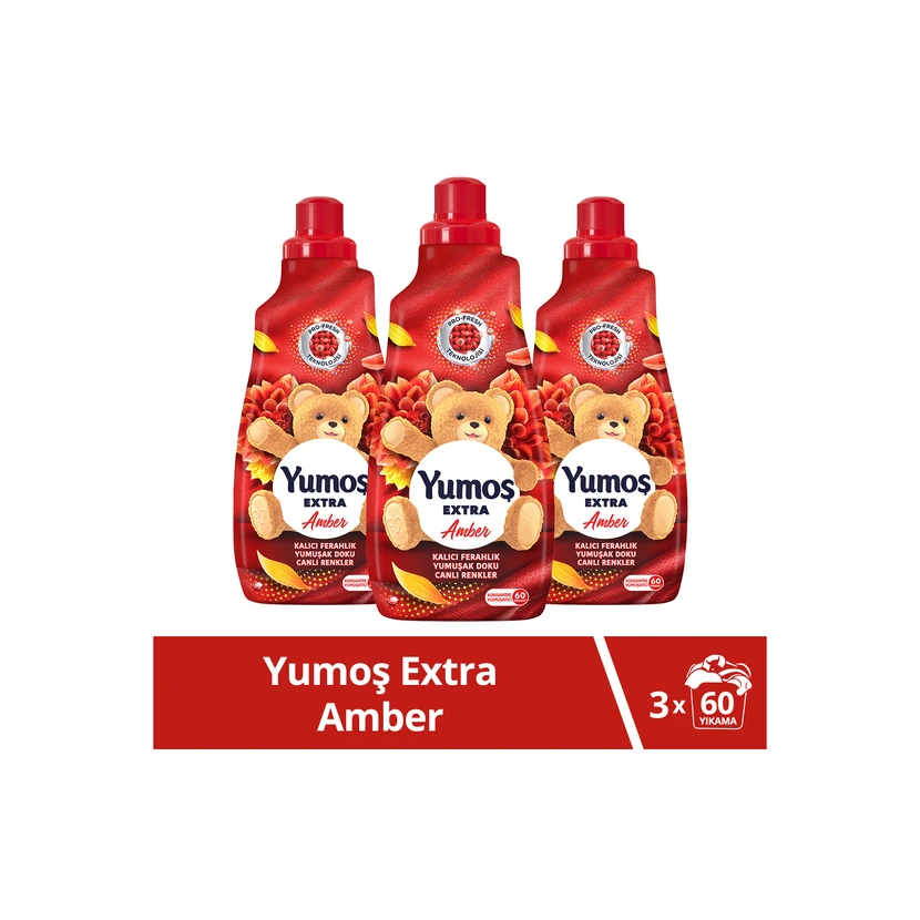 یوموش نرم‌کننده کنسانتره لباس آمبر 1440 میلی‌لیتر (60 شستشو) - بسته 3 عددی