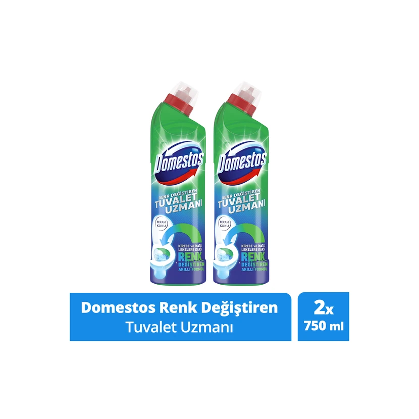دومستوس پاک‌کننده توالت رنگ‌تغییر دهنده 750 میلی‌لیتر 2 عددی