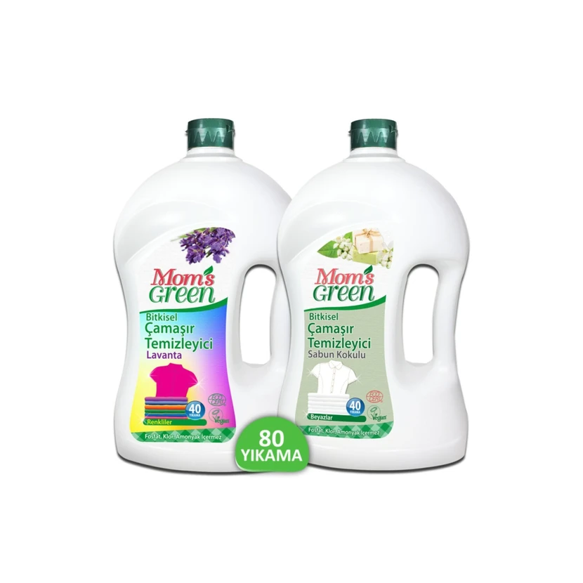 مجموعه 2 عددی مومز گرین شوینده گیاهی لباس رنگی و سفید (40 شست‌وشو هرکدام)