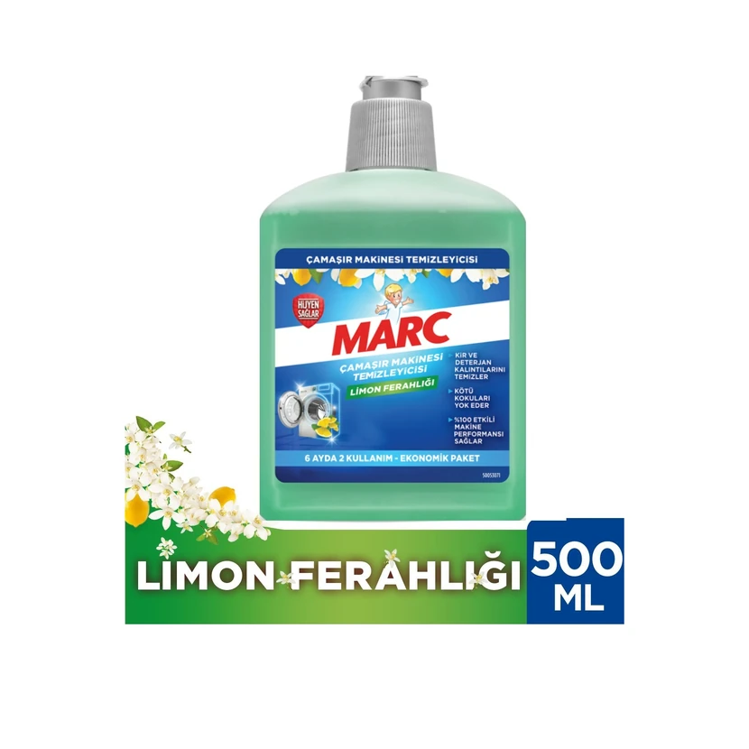 مایع تمیزکننده و محافظ ماشین لباسشویی مارک 500 میلی‌لیتر رایحه لیمو