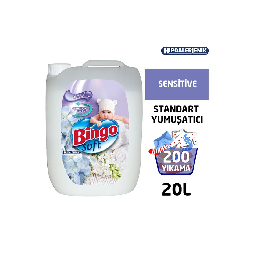 نرم‌کننده لباس بینگو سافت حساس 5 لیتری بسته 4 عددی