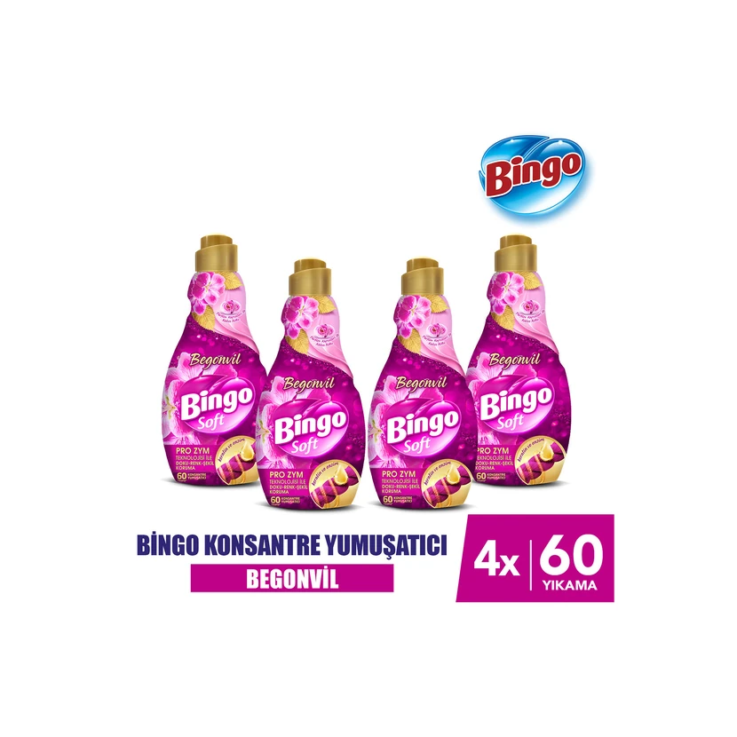 نرم‌کننده لباس کنسانتره بینگو بگونیا 1440 میلی‌لیتر بسته 4 عددی