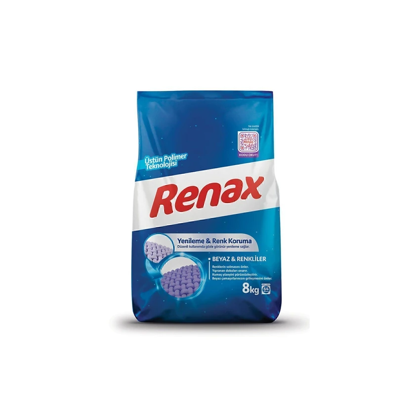 رناکس پودر ماشین لباسشویی 8 کیلو برای رنگی و سفید