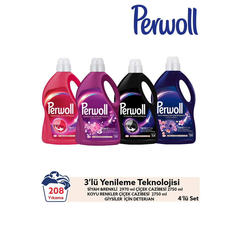 پروول پک 3 عددی مایع لباسشویی مخصوص رنگی و مشکی، 208 شستشو، 2.97 لیتر و 2.75 لیتر