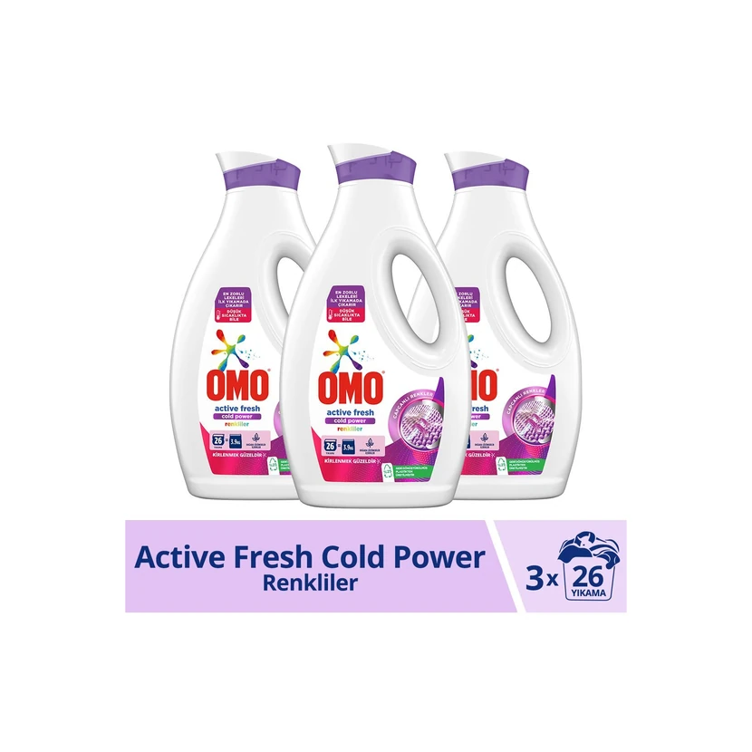 پک 3 عددی مایع لباسشویی اومو مخصوص لباس‌های رنگی 1.69 لیتر