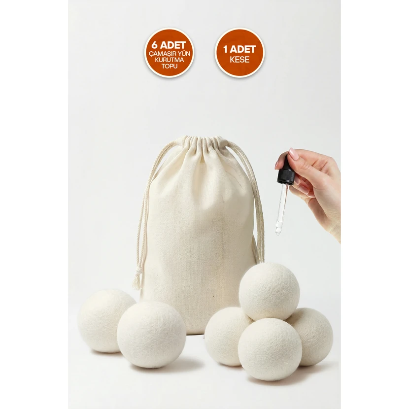 پارلا کانسپت توپ پشمی خشک‌کن لباس 6 عددی سایز ایکس‌ال نرم‌کننده طبیعی