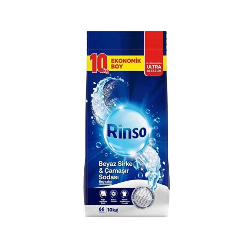 پودر لباسشویی رینزو مخصوص سفیدها با سرکه و سودا 10 کیلوگرم