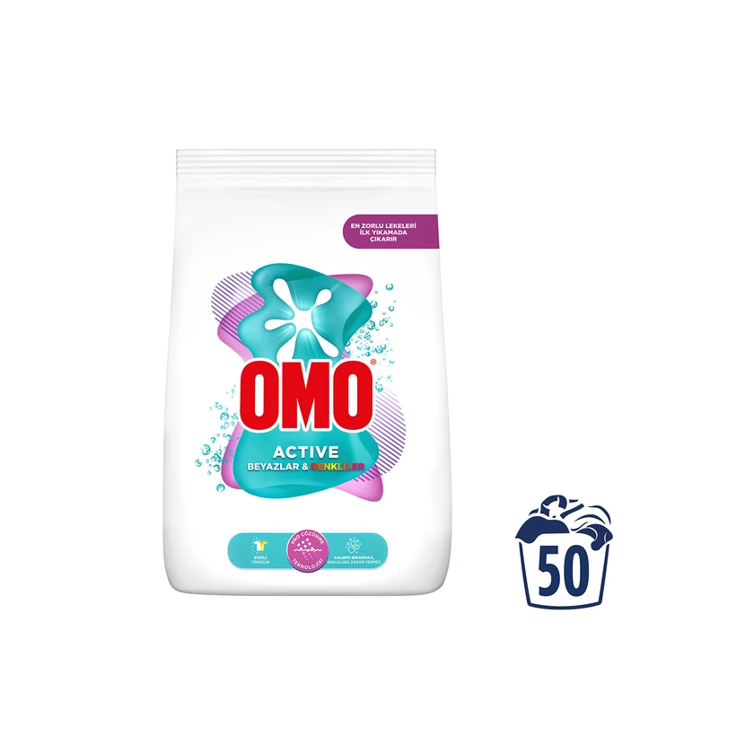 پودر لباسشویی اومو اکتیو مخصوص سفید و رنگی 7.5 کیلوگرم