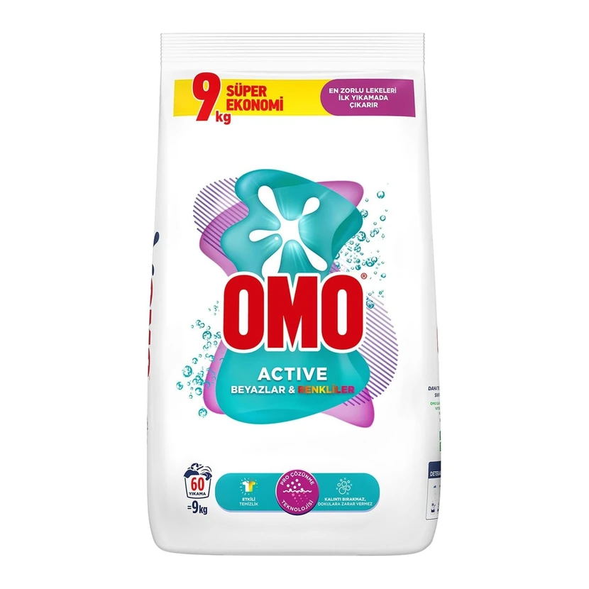 پودر ماشین لباسشویی اومو ماتیک 9 کیلوگرمی مخصوص سفید و رنگی تا 60 شست‌وشو
