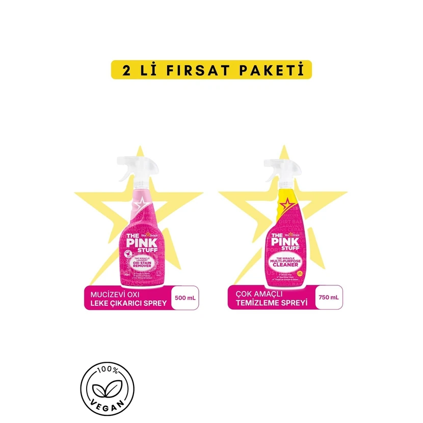 ست پاک‌کننده پینک استاف اوکسی — اسپری لکه‌بر 500 میلی‌لیتر و اسپری همه‌منظوره 750 میلی‌لیتر