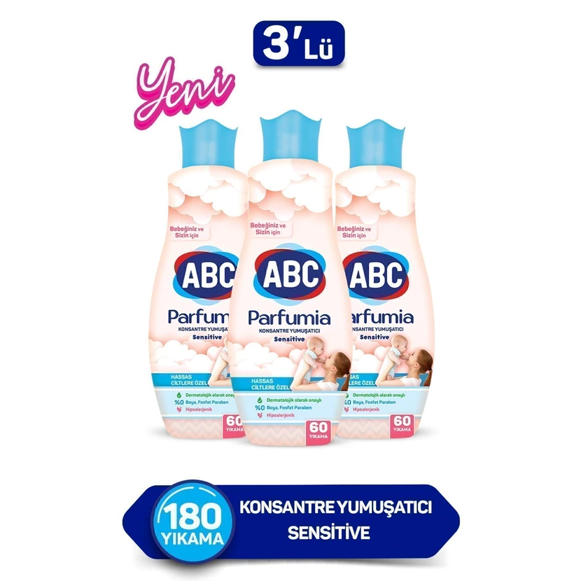 نرم‌کننده مایع کنسانتره پارفومیا حساس 1.44 لیتر — بسته 3 عددی