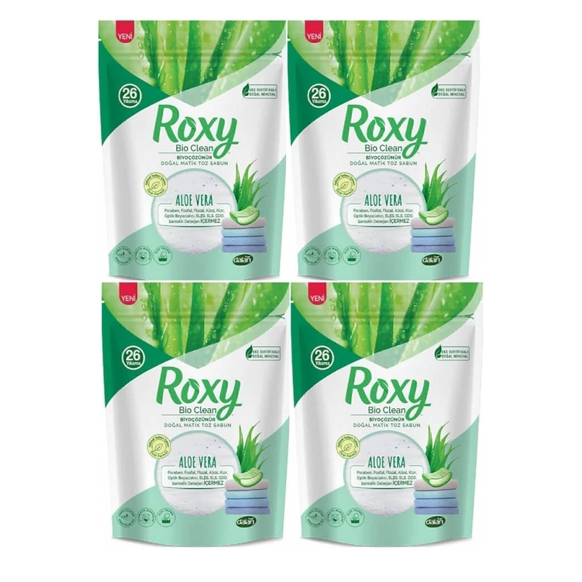 پودر صابون ماشینی آلوئه‌ورا دالان روکسی بایو کلین 4×800 گرم