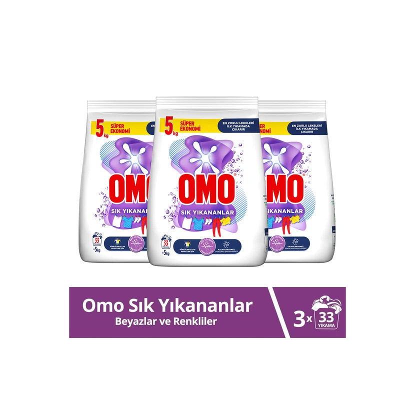 پودر لباسشویی اومو بسته سه‌تایی هر بسته ۵ کیلوگرم – لکه‌بر قوی
