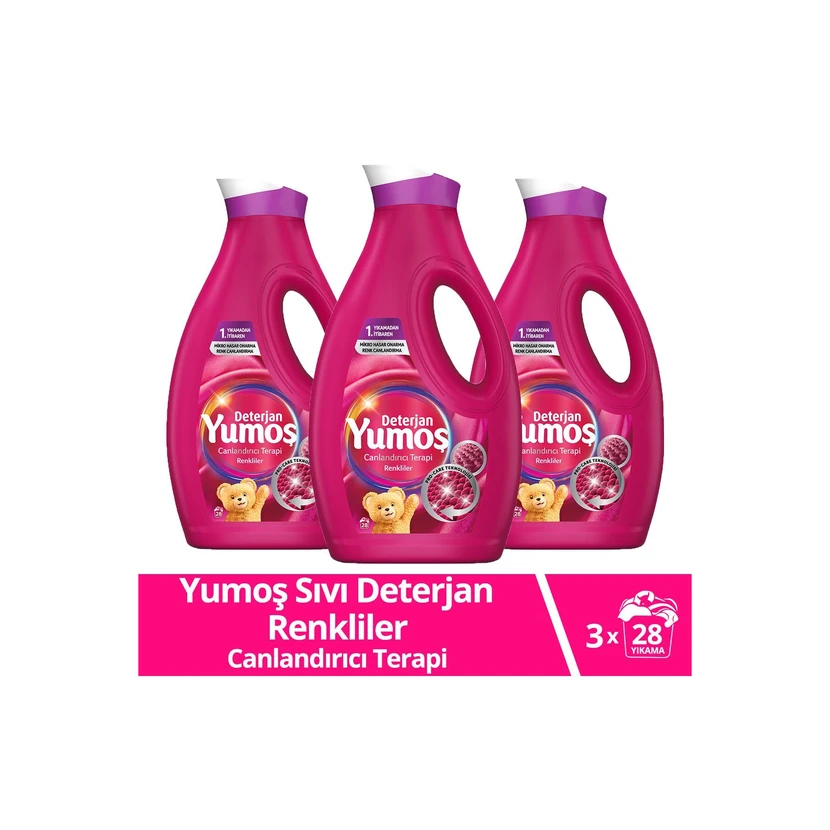 یوموش مایع شوینده لباس رنگی 1690 میلی‌لیتر سه‌تایی