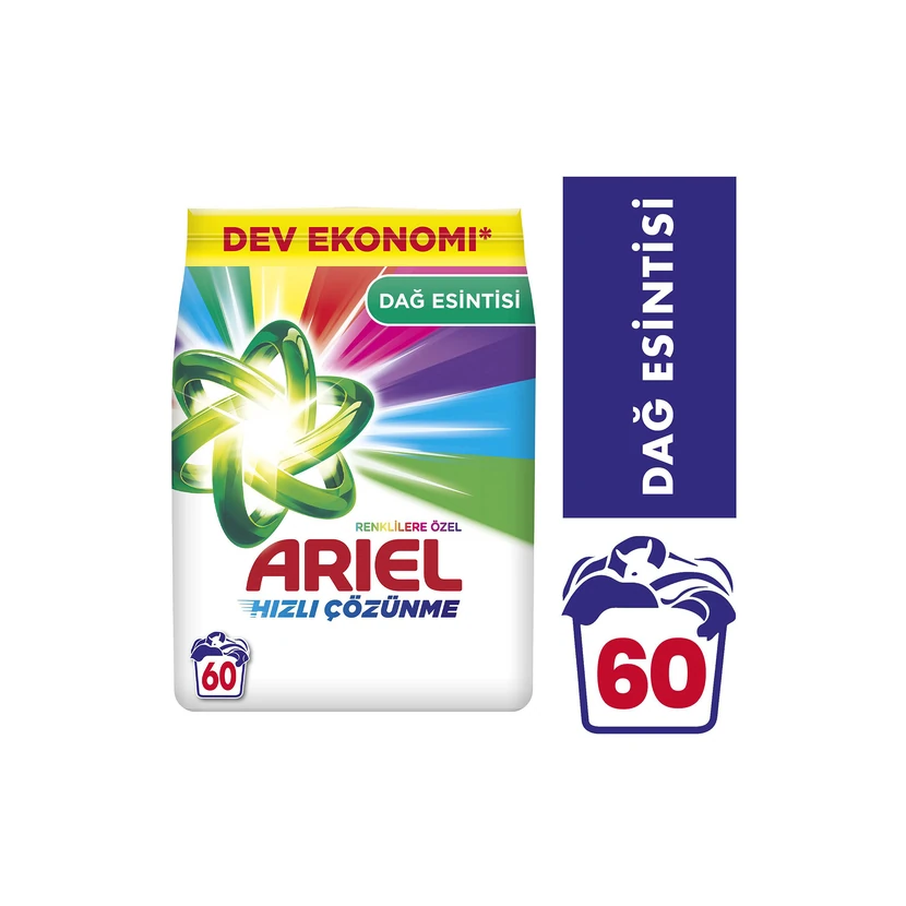 پودر لباسشویی آریل مخصوص لباس‌های رنگی 9 کیلوگرمی - رایحه کوهستانی آکوا