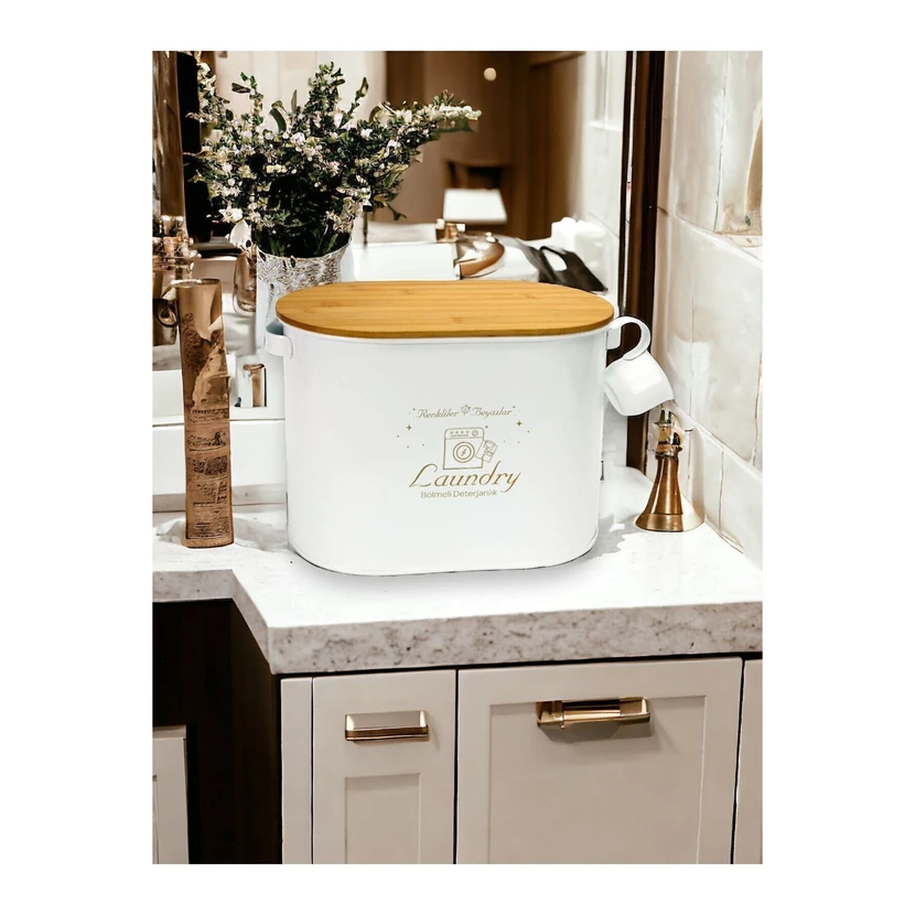 محفظه فلزی دو قسمتی نگهداری مواد شوینده 12 لیتر سفید