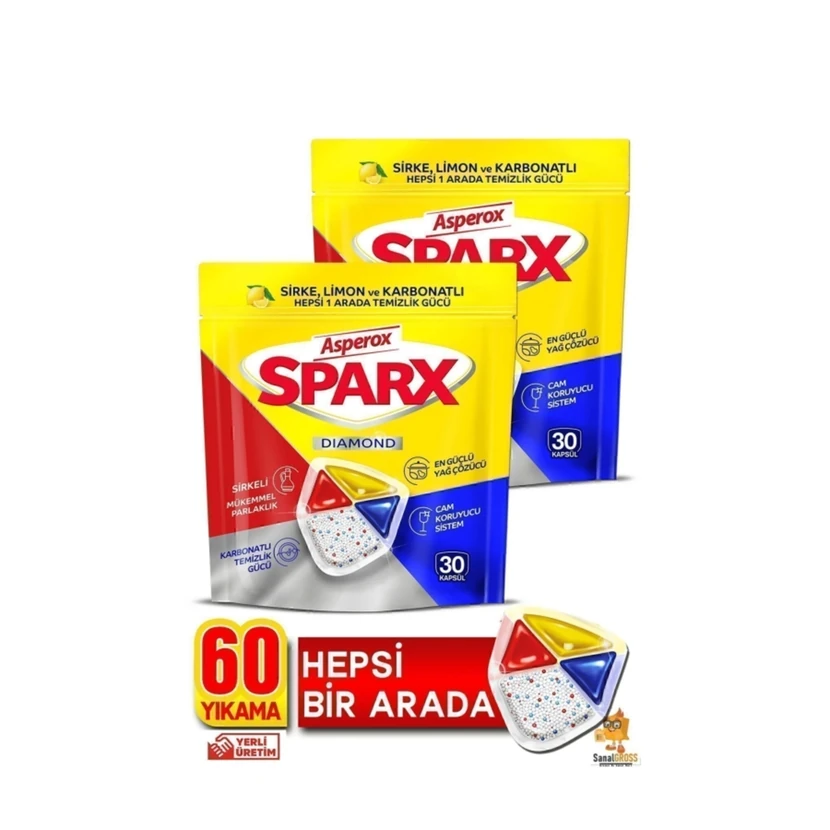 کپسول ماشین ظرفشویی اسپارکس 60 شست‌وشو (2 بسته 30 عددی)