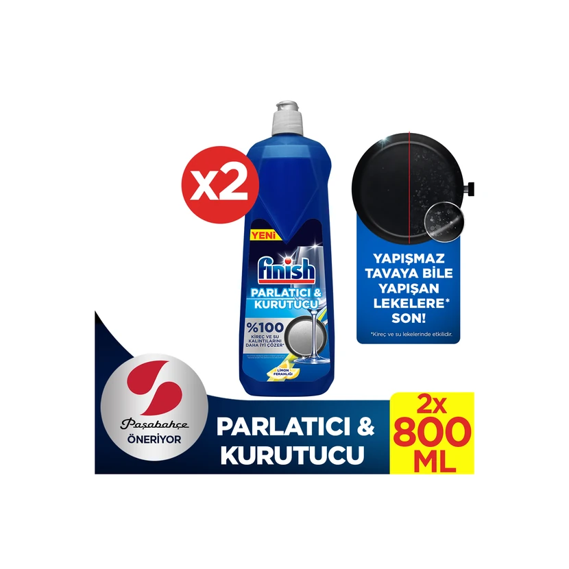 مایع جلادهنده و خشک‌کننده ماشین ظرفشویی فینیش لیمویی 800 میلی‌لیتر بسته 2 عددی