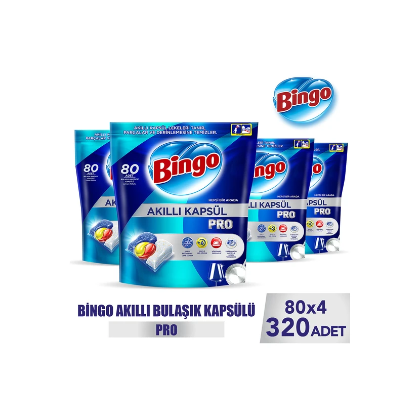 قرص ماشین ظرفشویی بینگو کپسولی هوشمند حرفه‌ای 320 عدد