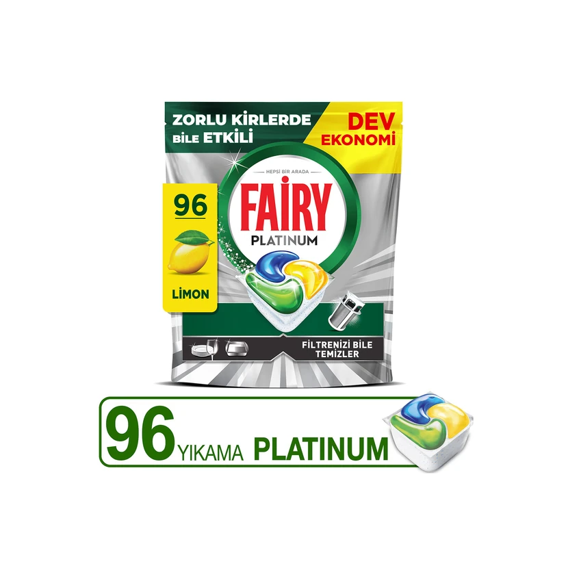 فیری پلاتینیوم قرص ماشین ظرفشویی 96 عددی لیمویی