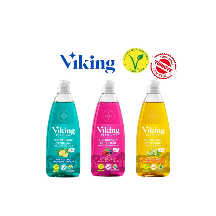 مایع ظرفشویی وایکینگ پریمیوم 750 میلی‌لیتر بسته 3 عددی - رایحه جنگلی/ریحان/لیمو/نرگس/برگاموت